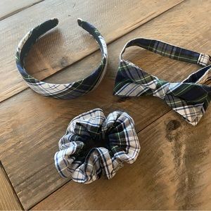 Plaid Bow Tie, Headband, Hair Scrunchie